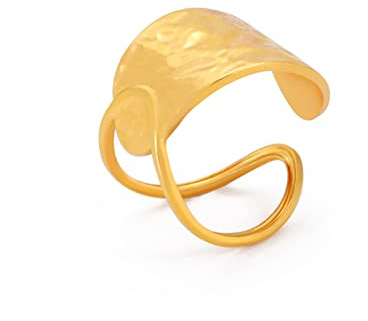 TEAMER Anello irregolare del labirinto di vortici in acciaio inox regolabile anelli geometrici irregolari a spirale aperti sul dito Gioielli punk esagerati per donne ragazze (Stile 2 - Oro)