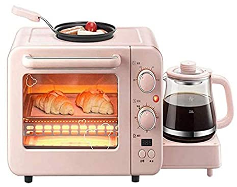 REJOON 3 in 1 Pink Breakfast Station Multifunctional Kitchen Appliances Toaster Oven Portable Non Stick for Travel Home Kitchen Multifunctional Kitchen Cookware Egg Cooker