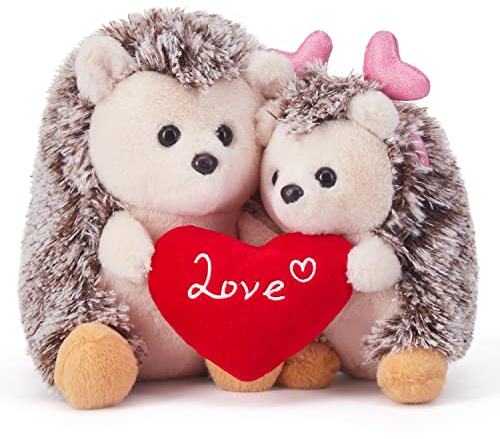 IKASA Igel Kuscheltier Stofftier Plüschtier mit Liebesherz,Paar süße 20cm große Plüschtiere,Valentinstagsgeschenke für die Freundin