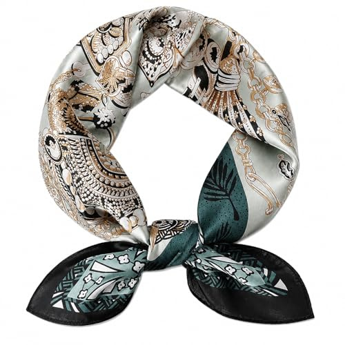 MAIRY Damen Bandana Halstuch Platz Seidentuch Drucken Tuch Schal Kopftuch Seide Multifunktion 70x70cm M070013