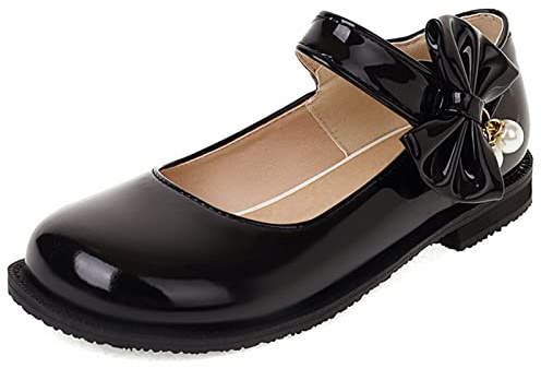 Bviennic Femmes Mignon Bout Rond Mary Janes Flats Dolly Chaussures Confort Eté Mariage Bride Ballerina Prom Bride Cheville Chaussures Noir Taille 37 Eu-38Cn