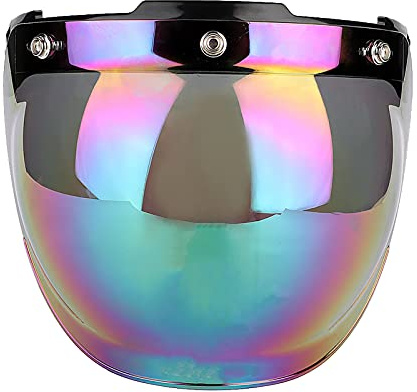 Bouclier de Casque de Snap Visor Flip Open Face Bell Bubble Antifog 3/ Adapter Lens Casques, Moto Rétro 3 Snap Sun Visor Shield Coupe-vent Casque Lentille Colorée