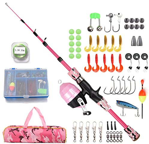 Lixada Angelset für Kinder, Kinder Angelruten Set, Kinderangel Starter Set, 1.2 m/1.5 m/1.8m Teleskop-Angelrute mit Angelrolle und Köder Set, Angel Zubehör für Kinder