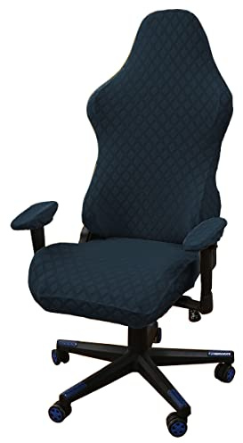 Gamingstuhl-Bezüge Gaming Stuhl bezug 4 Stück,Bürostuhl Drehstuhl Bezug mit Armlehnen/Stuhlrücken Bezug,Dehnbare Stuhl Bezüge für Computer-Spielstuhl, Racing-Stil,Bürostuhl-Ohne Stuhl-Navy Blue