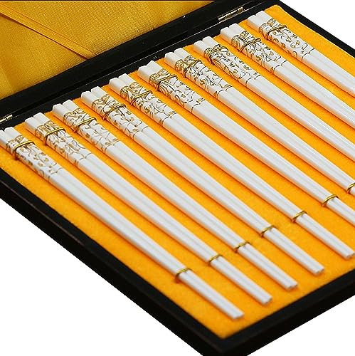 DOOKAA Bacchette Cinesi Bacchette Giapponesi Bacchette USA e Getta 10 Paia di Bacchette in Ceramica riutilizzabili per Uso Domestico Resistenti alle Alte temperaturebacchette Sushi(Color:6,Size:)