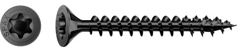 Spax Tornillo universal, cabeza avellanada, negro, T-STAR Plus, rosca completa (3,5 x 25 mm, 200 unidades)