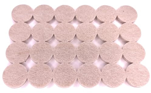 cyclingcolors 48x Patin Feutre Autocollant Auto-Adhésifs Rond 25mm Glisseur 5mm Anti Rayure Anti dérapant Pied Meuble Table Chaise Parquet Protection, beige