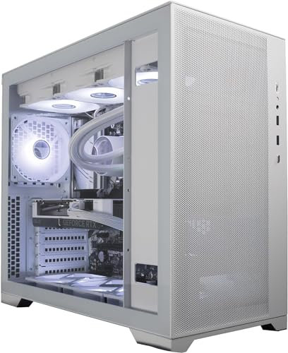 iONZ KZ-220 PC Gaming | Office Case Mid Tower ATX - High Airflow Perforated Mesh - Front I/O Type-C (White) | Case only - No Fans