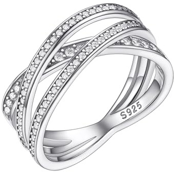 PROSILVER 3er Anillo Entrelazado Dama Plata, Anillo 57 Plata Circonitas Cubicas