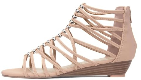 Lilley Sabrina Womens Nude Wedge Strappy Sandal - Size 7 UK - Pink