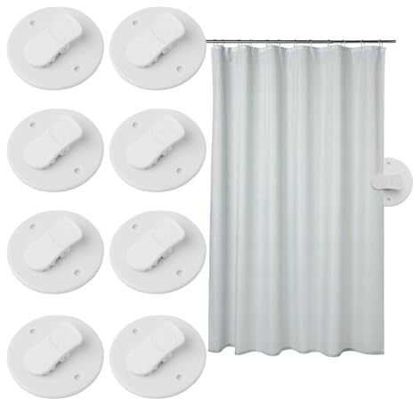 FRUHLING 8 clip de cortina de ducha autoadhesivos, clips a prueba de viento, protección contra salpicaduras, accesorios de baño para