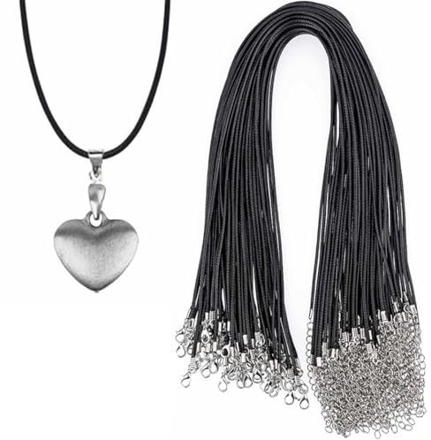 50 Pezzi Cordoncino per Collane Cordoncini per Collana con Chiusura Cordoncini per collana in pelle artificiale con moschettone in corda intrecciata Adatto per Fare Gioielli Fai da Te unisex