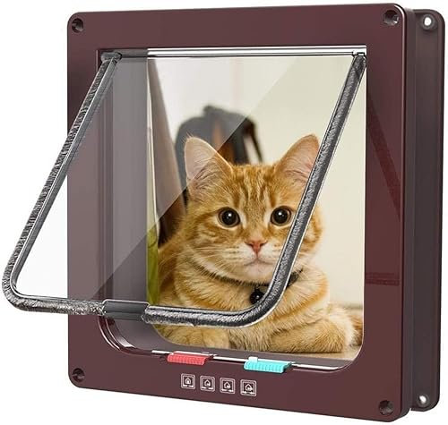Verschließbare Katzenklappe, Hundeklappe For Kleine Hunde, 4-Wege, Verschließbare Haustierklappe, Mit 4 Funktionen: Ein- Und Ausgehen Verbieten, Ein- Und Ausgehen Erlauben, Nur Eingehen, Nur Ausgehen,