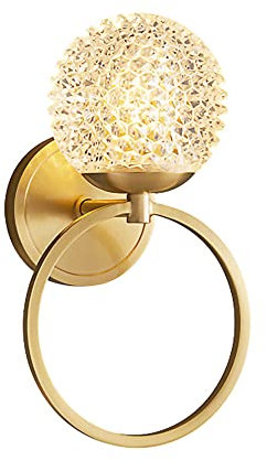 Applique da parete moderna, lampada da parete ad anello in ottone con paralume sferico in vetro a nido d'ape, apparecchio di illuminazione decorativa con attacco G9, applique semplici e moderne c