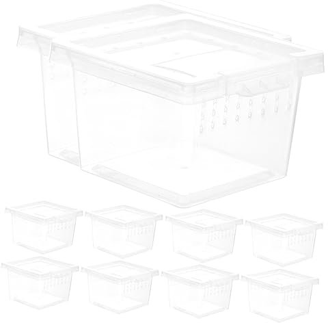 SEWOART 10 Stück Durchsichtige Reptilien Futterbox Kunststoff Mit Belüftungslöchern Kleine Terrarium Fütterungsbox Für Eidechsen Spinnen Reptilien Und Kleine Haustiere