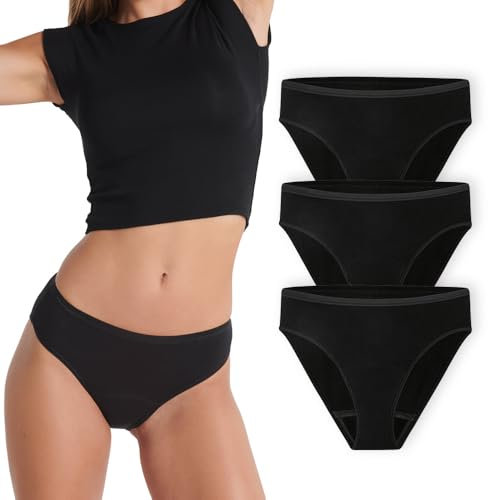 Siegmund Care Damen Periodenslip | Waschbare Perioden Unterwäsche für den mehrmaligen Gebrauch | Größe XS bis 3XL (DE/NL/SE/PL, Alphanumerisch, M, Regular, Regular, 3, Schwarz)