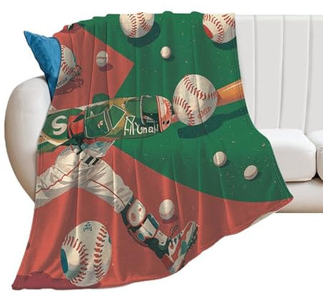 Überwurfdecke für Couch, superweiche, gemütliche Decken für Damen, Baseball-Patchwork-Muster, personalisierte Flanell-Überwurfdecken, luxuriöse Bettdecke für Couch, Bett und Büro, 100 x 130 cm