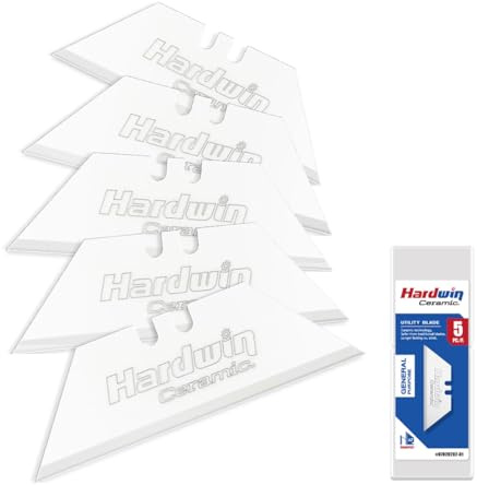 HARDWIN 5 Lames de Cutter en Céramique Zircone - Lames de Rechange Trapézoïdales Ultra-Tranchantes, Antirouille, pour Artisanat et Découpage de Précision