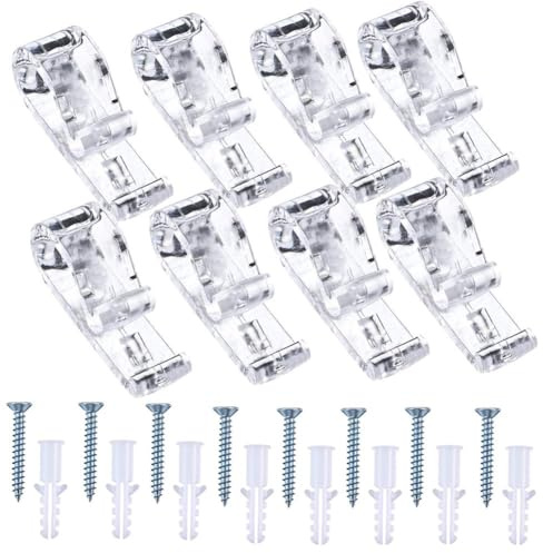 8 Sets Roman Blind P Clip, Plastic Roman Roller Blind Chain Cord P Clips Hooks Child Safety Roller Blind Clips for Blinds with 8 Screws and 8 Plastic Pillars