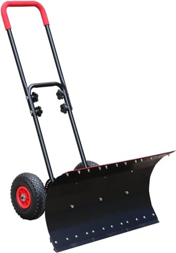 Pala quitanieves Pala quitanieves con Ruedas Pala quitanieves con Ruedas Pala quitanieves Manual Resistente con Mango en U Herramienta de Metal para Quitar Nieve, Arena y Barro para calzos (
