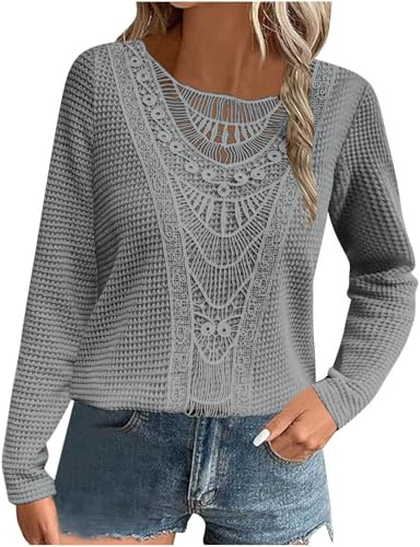 T Shirt Femme Manches Longues Tee Shirt Col Rond Coupe Classique Ample Léger Tee Shirt Personnalisable Femme Pull Chic et Elegant Printemps été Automne Basic Top Chemise Pas Cher