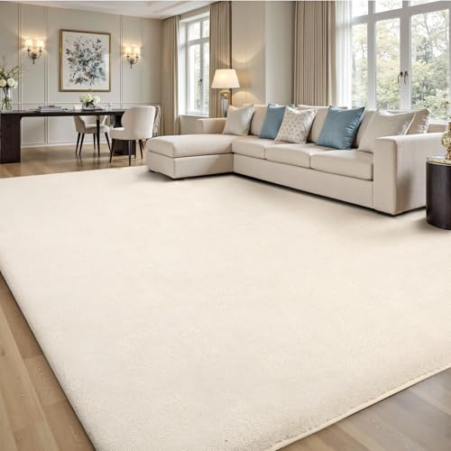 Treeboy Teppich Wohnzimmer 160x230cm Beige Waschbarer Kurzflor Flauschig