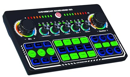 DIGNIFE Mixeur DJ, Carte Son Externe USB X50 Mixer for Casque, Microphone, Diffusion en Direct, Carte Son for téléphone électronique, Carte Son for Ordinateur(Silver)
