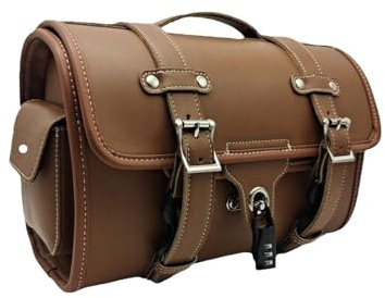 Amagogo Generische Motorrad Heckgepäckträgertasche, Motorrad Aufbewahrungstasche, Seitentaschen, Stabile Retro Gepäcktasche mit Reißverschluss für Roller, Braun