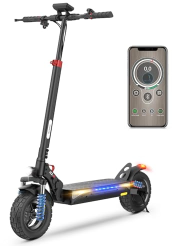 iScooter 800W Trottinette Électrique Adulte, Autonomie Maximale de 40 KM, Scooter Électrique Pliable 10, Contrôle Via Application, Charge Maximale 120 KG, Guidon Réglable, Suspension Quad