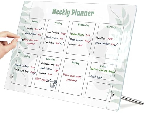 Semainier, Planning Semaine, Bureau Weekly Planner, Planificateur Hebdomadaire RéPéTable, Tableau Blanc Effacable Convient Pour Le Bureau, Le Salon Et La Cuisine, 20x30 Cm Tableau Menu Semaine