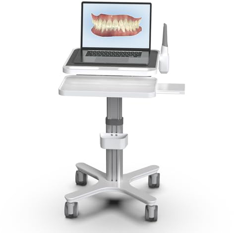 Dental Clinic Trolley Cart with Oral Scanner Holder,Hospital Mobile Workstation with Laptop Tray and Silent Wheels, for Office School Salon Lab etc.