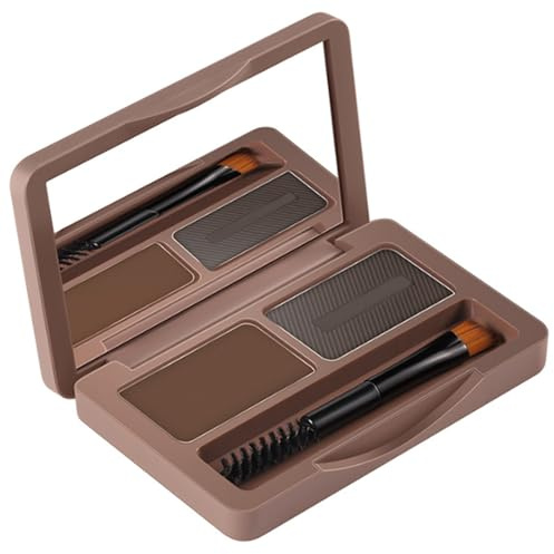 Poudre à sourcils naturelle 2 couleurs imperméable naturelle kit de sculpture pour filles et femmes marron foncé et gris 1 lot