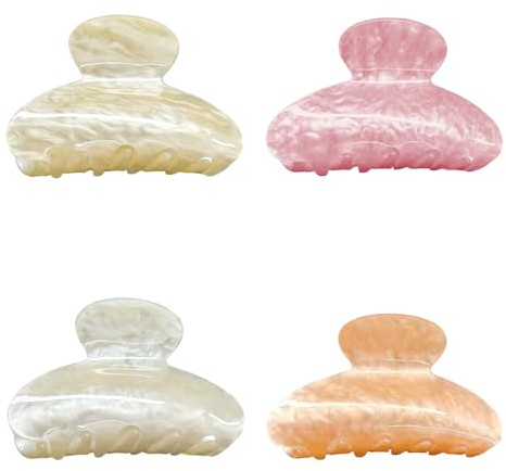 4 st Stora Akryl- Stor Imitationsacetat Hårklämmor Tjockt Hår perfekt för tjockt hår Praktiska Claw Clips Stora Hårspännen pålitligt fixerande (A)