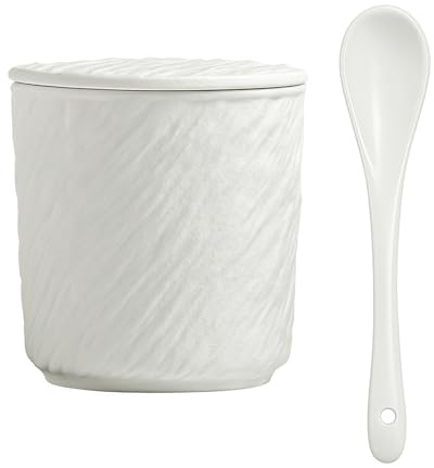 Zuccheriera con coperchio e cucchiaio da 260 ml, porta zucchero per bar, zuccheriera in ceramica