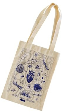 Inoverse 1 stück Baumwolltasche 30x40cm – Stofftasche aus Leinen mit Scientific Motiven, Baumwollbeutel mit langem Henkel, Jutebeutel, Tragetasche, Stoffbeutel Bedruckt, Einkaufstasche Natur