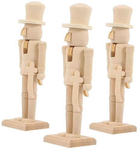 AKOOSY 3 Pièces Casse Noisette Soldats Non Peint Décorations de Noël à Peindre DIY Figurines Miniatures pour Garçon Fille et Décoration Maison