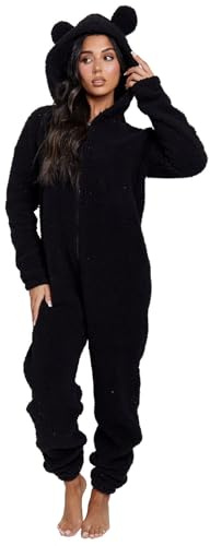 Loungeable Damen Jumpsuit Overall Tiere Gesichter Öhrchen 3D Kapuze