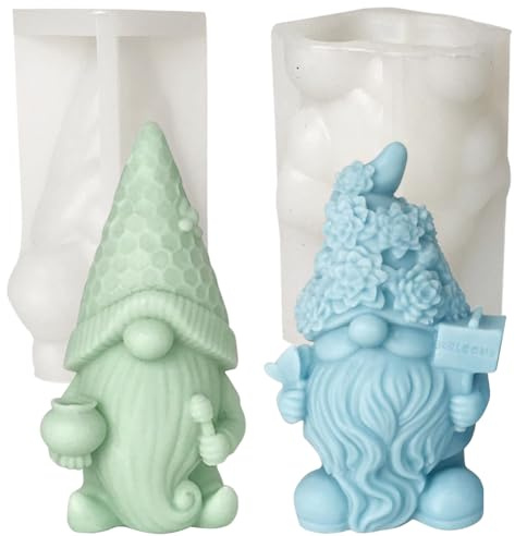 2 Stück 3D Wichtel Silikonform, Silikonform Kerze Weihnachtsmann Weihnachten Kerzenform, Silikonform Weihnachten Wichtel Wichtel Epoxidharz Formen für DIY Weihnachtsschmuck Dekoration