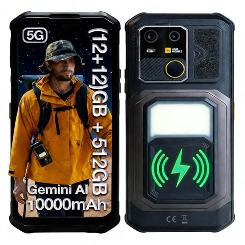 AGM G3 Outdoor Handy mit Outdoor-Campingleuchte,24GB+512GB/SD-1TB 10000mAh Akku 5G,Outdoor Smartphone Android 15,6.72 HD+Display 120Hz,10000mAh Akku,IP68/IP69K Wasserdicht,1080×2400 Pixel,NFC/OTG/GPS