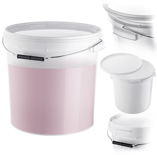 KADAX Cubo de 20 litros con tapa y asa, recipiente de vino de plástico, recipiente de fermentación para vinificación, cubo grande para fermentación de vino o cerveza
