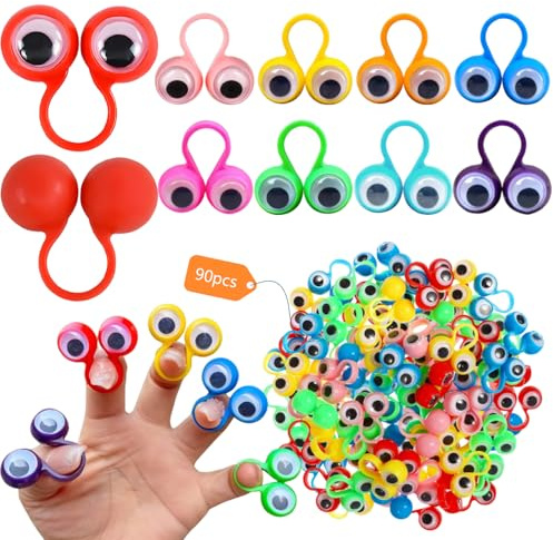 90 Augen Fingerpuppen Bunte Fingerpuppen Weihnachten Lernfähige Handpuppen Set Ideal für Kreative Interaktive Aktivitäten Bühnenaufführungen Geburtstags und Halloween Spielzeug