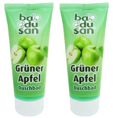 Badusan Duschgel Grüner Apfel 2er Pack, 2 x 200 ml – Pflegendes Duschbad für alle Hauttypen, Fruchtiger Duft, Sanfte Reinigung