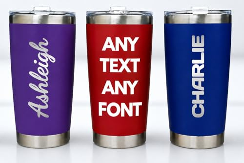 Personalised Travel Mug 500ml – Custom Engraved Stainless Steel Tumbler, Insulated Coffee Cup Gift for Him or Her, Teacher Gift, Sports Team Mug (Red)