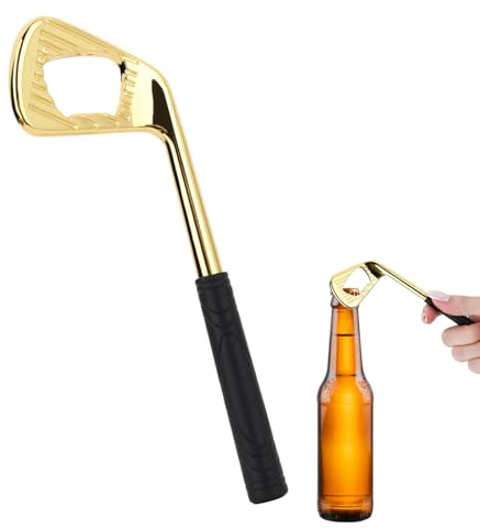 Golf Club Bottle Opener Keyring, Golf Gifts for Men, Personalised Beer Bottle Opener Keychain Funny Golf Gifts for Golf Lovers Parties Kitchen Tools and Fun Accessories Family Gatherings Golden