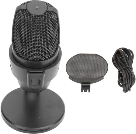AlcheLHymist Microphone à condensateur USB avec lumière RVB, Micro de Jeu sur PC, Micro d'enregistrement cardioïde en Studio pour Streaming en Direct, Podcast, Micro à condensateur USB Plug (Noire)