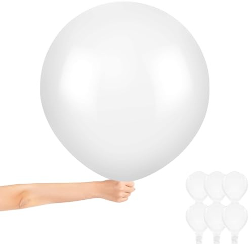 Alaoo 6 stycken jätteballonger 36 tum, vit latexballong, stor latexballong med diameter på 90 cm, lämplig för tillfällen som bröllop, fest, födelsedag, examen