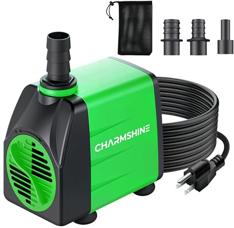Aquariums Submersible Water Pump 396GPH 20W[2026 Upgraded] Fountain Pump Hydroponics Fish Pond Pump 1500L/H Outdoor Water Pump for Fish Tank with 3 Nozzles,Filter Bag,Extra-long 8.2ft Power Cord