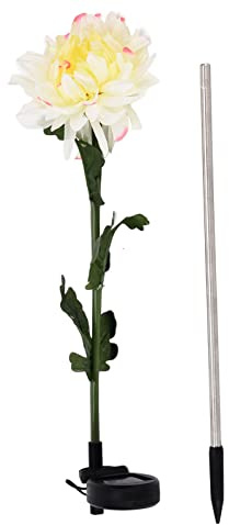 Agatige Luces de tierra de flores solares, lámpara de tierra de crisantemo LED a prueba de agua, luz de decoración de jardín para pasarela de césped y balcón (crisantemo blanco)