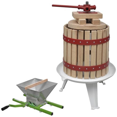 LoogCape 2 Piece Fruit and Wine Press Set with Grinder for Wine Making, Fermentation Balloon, Cork, Filter, Hobby Brewer, Winemaking, Fermentation, Storage, DIY, Durable, Easy Operation