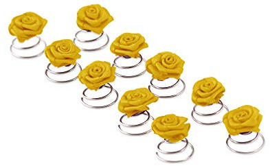 10 x Rosen Curlies - Brauthaarschmuck - Curlie - Haarschmuck | Gelb